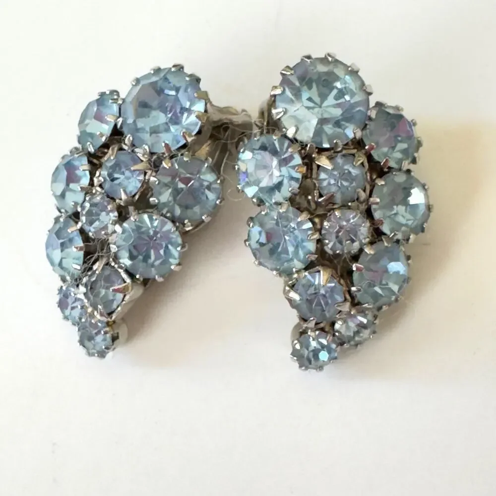 Vintage Ice Blue Demi Parure Deco Necklace Earring Set Sarah Coventry Weiss